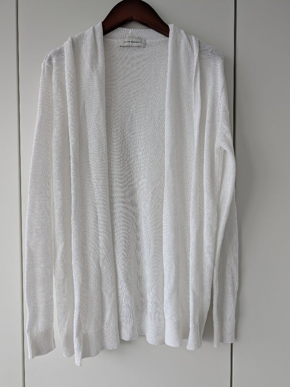 Club Monaco White Open Front Lightweight Sheer Knit Cardigan Size XS